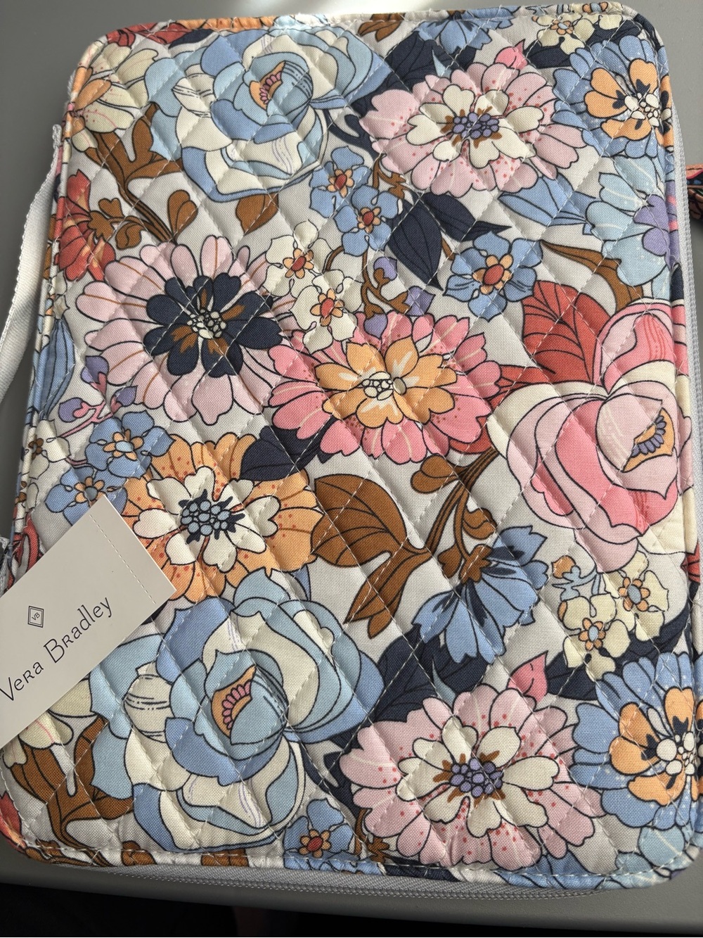 Vera Bradley Quilted Floral Tablet Case in Pastel Pink, Blue & Tan